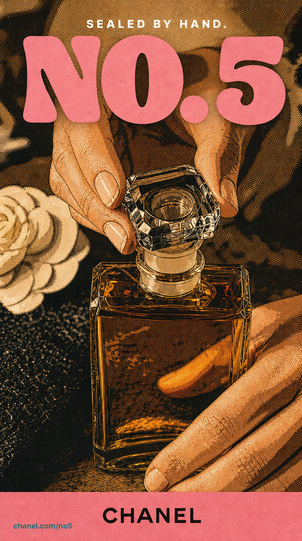 Chanel No. 5 — Sealed by Hand halftone ad